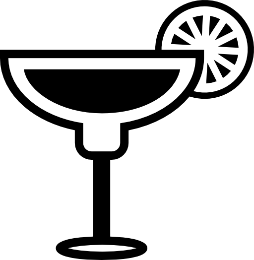 Cocktail glass with lemon slice on the border