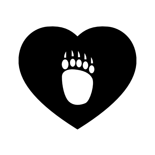Bear footprint on heart shaped silhouette