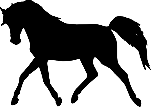 Horse walking black silhouette facing to left