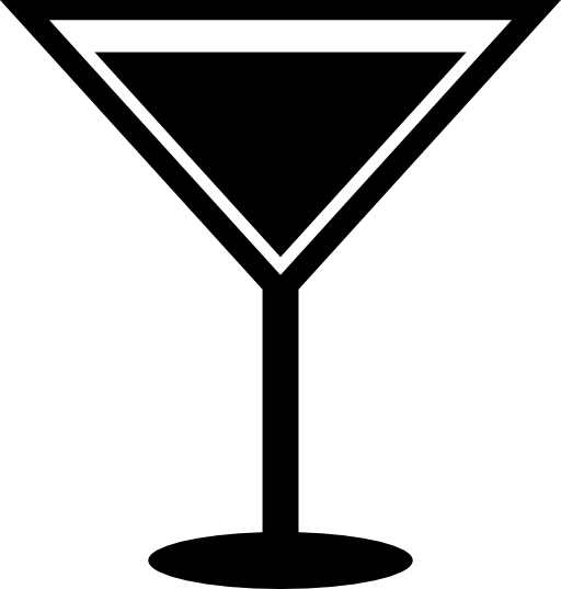 Drink elegant glass of triangular shape full of liquid