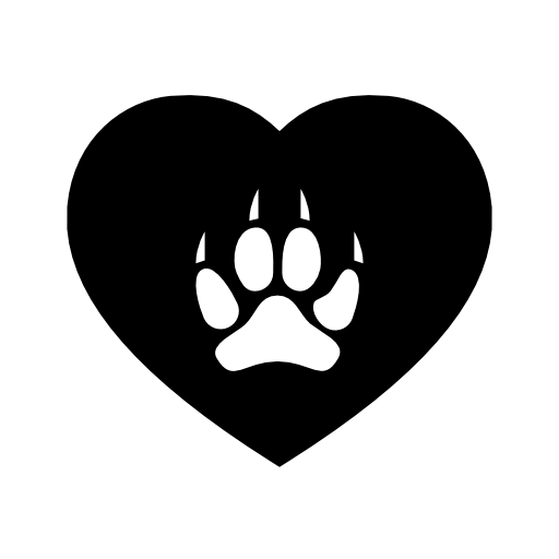 Mink footprint on heart shape