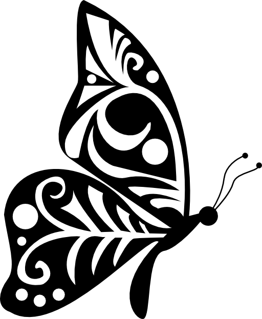 Tribal wings design butterfly side view