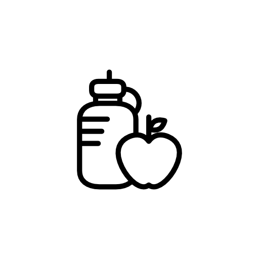 Gymnast drink bottle and an apple