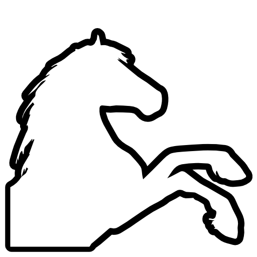 Horse raising feet outline right side view