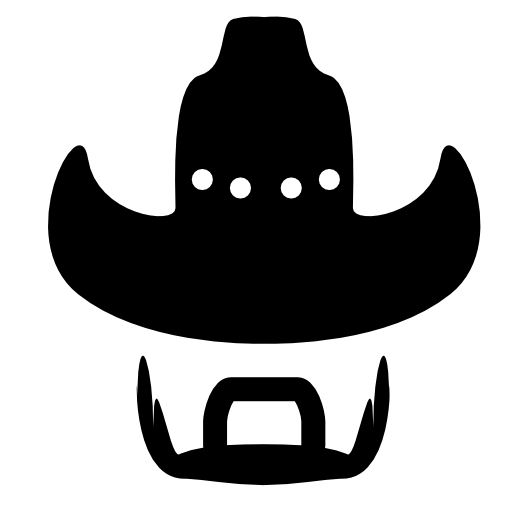 Cowboy hat with full face moustache
