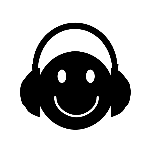 Happy face with headphones