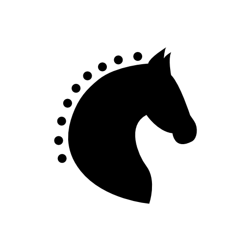 Head horse silhouette side view with horsehair of dots