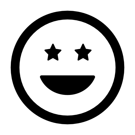 Smiling happy emoticon square face with eyes like stars