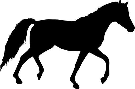 Horse black walking silhouette facing to right