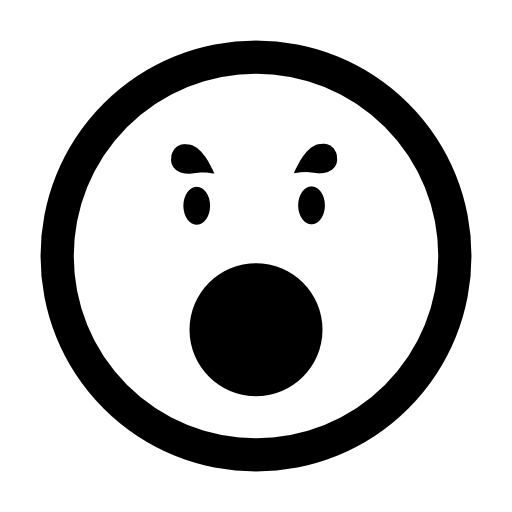 Emoticon square surprised face with open circular mouth