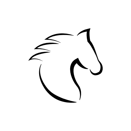 Horse head with hair outline from side view
