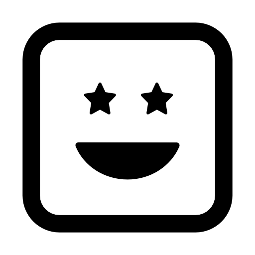 Smiling happy emoticon square face with eyes like stars