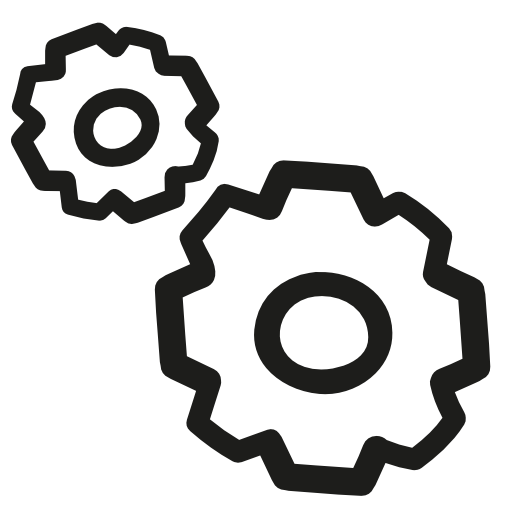 Configuration hand drawn couple of cogwheels outlines