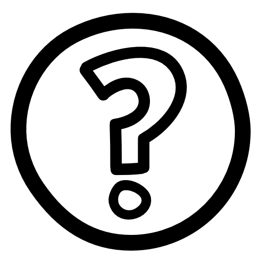 Question mark outline in a circle hand drawn button