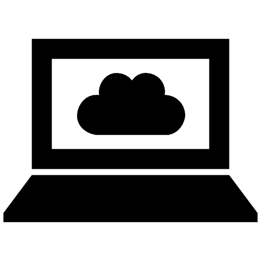 Computer with cloud symbol on monitor screen