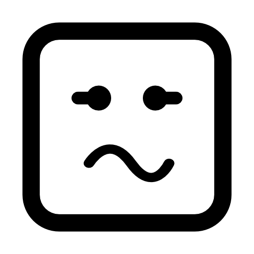 Emoticon square face with curved mouth expression