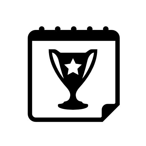 Trophy on daily calendar page interface symbol of the contest day