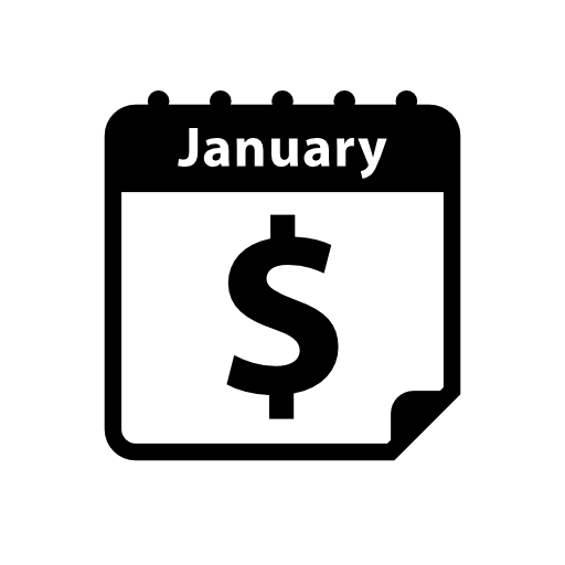 January calendar page on payment day with dollar sign