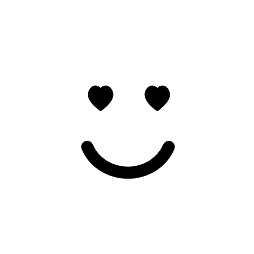 Emoticon in love face with heart shaped eyes in square outline