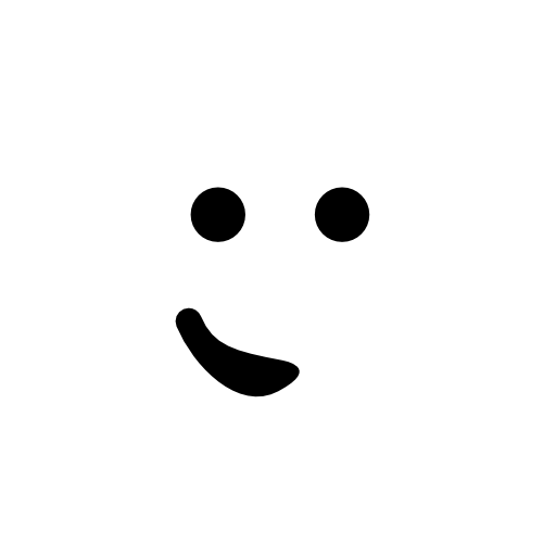 Emoticon face with the mouth at one side like a small smile in a rounded square