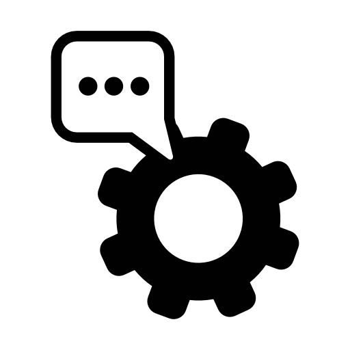 Text settings symbol of a cogwheel with a speech bubble