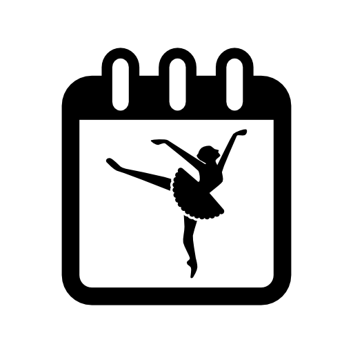 Ballet dancer on calendar page to remind class day