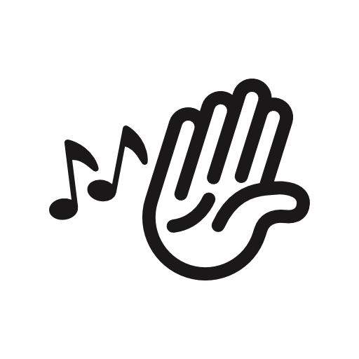 Hand outline with musical notes symbol