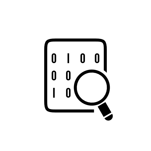 Binary codes on data sheet with magnifying lens