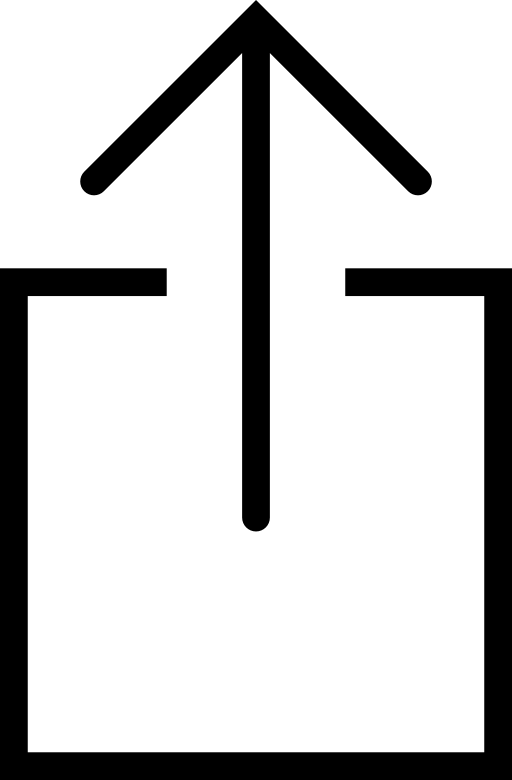Arrow up inside an open square outline