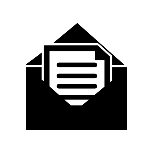 Email open interface symbol of an opened envelope back with a letter inside
